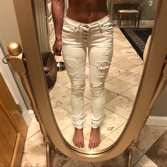 ripped jeans with lining underneath